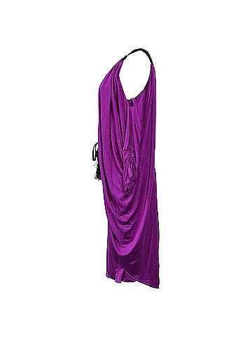 Temperley LONDON  Temperley London Draped Tassel Belt Midi Off-Shoulder Dress in Violet Viscose (view 2)