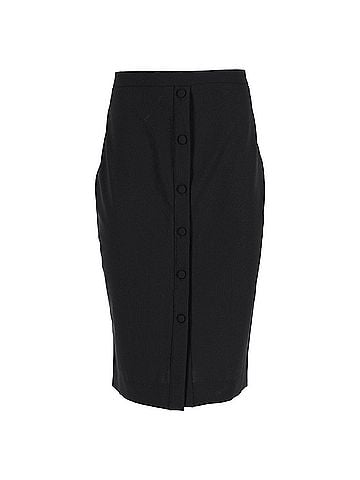 Altuzarra  Altuzarra Button-Down Midi Pencil Skirt in Black Wool (view 1)