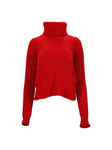 Moncler  Moncler Knitted Turtle Neck Sweater in Red Wool (view 1)