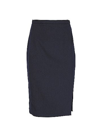 Altuzarra  Altuzarra Side-Slit Midi Pencil Skirt in Navy Blue Wool (view 1)