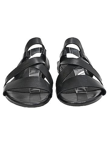 Iris & Ink Iris & Ink Strappy Flat Sandals in Black Leather (view 2)
