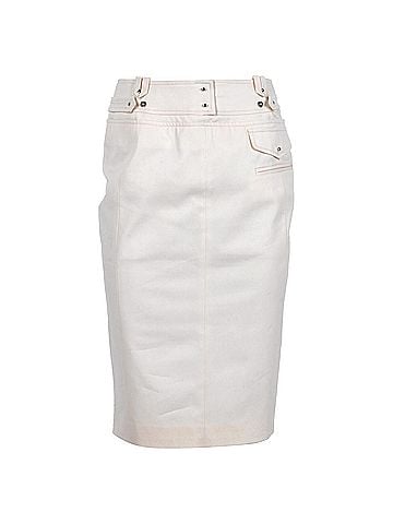 Altuzarra  Altuzarra Waistband Detail Midi Pencil Skirt in White Cotton (view 1)