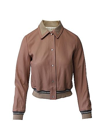 Sandro Sandro Paris Varsity Bomber Jacket in Light Pink Leather  (view 1)