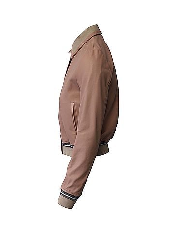Sandro Sandro Paris Varsity Bomber Jacket in Light Pink Leather  (view 2)