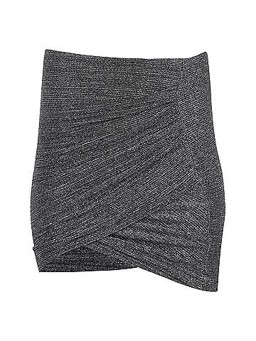 IRO Iro Brendal Draped Metallic Knit Mini Skirt in Silver Polyester (view 1)