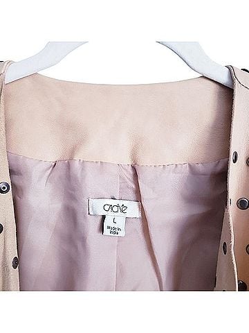Cache Vintage Tan Studded Waterfall Leather Jacket (view 2)