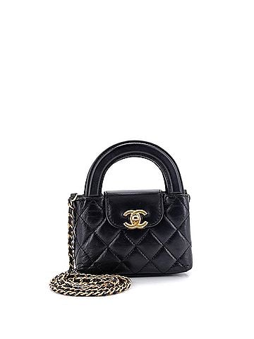 Chanel Kelly Top Handle Shopping Bag Quilted Shiny Aged Calfskin Nano (view 1)