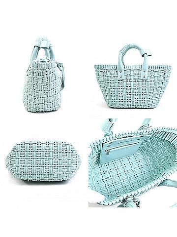 Balenciaga Balenciaga Bistro XS Basket Shoulder Bag in Polyurethane/Polyester, Light Blue and Silver, Women's, e61257g (view 2)