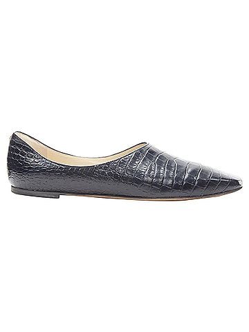 Jimmy Choo Jimmy Choo mock croc leather square toe JC charm flats (view 1)