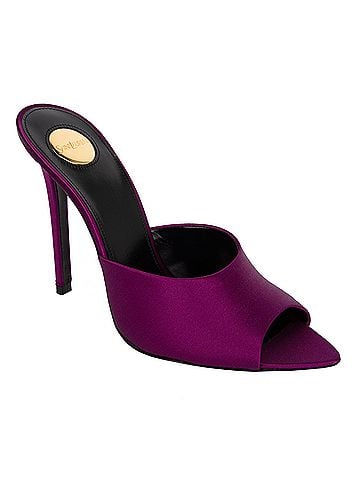 Saint Laurent Saint Laurent Goldie Mules In Satin Crepe Purple (view 1)