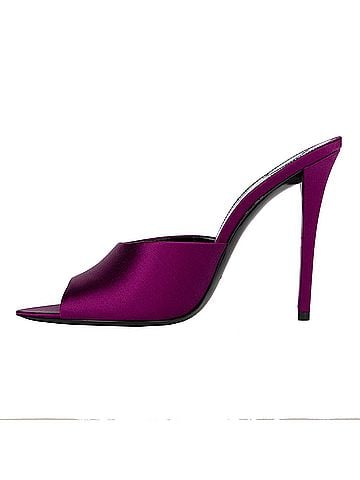 Saint Laurent Saint Laurent Goldie Mules In Satin Crepe Purple (view 2)
