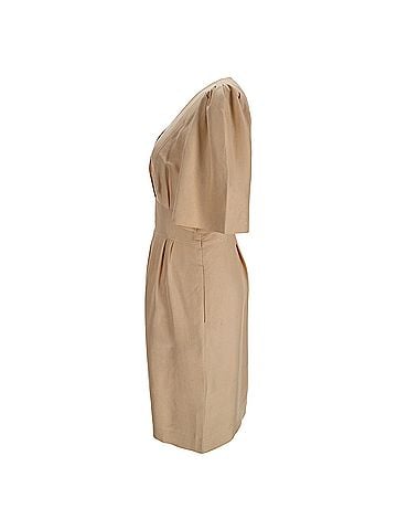 Chloé Chloé V-Neck Short Sleeve Midi Dress in Beige Silk (view 2)