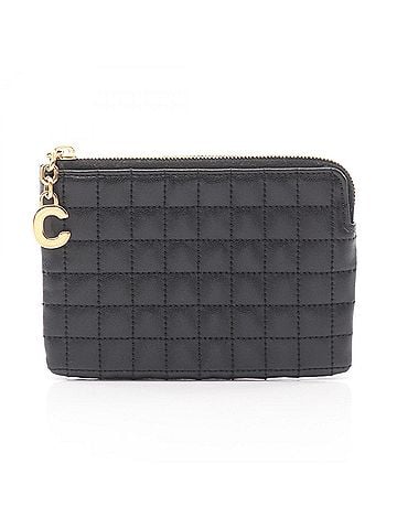 Céline Celine Coin & Card Pouch with C Charm, Leather Wallet, Women's, Black, 10B823BFL.38NO (view 1)