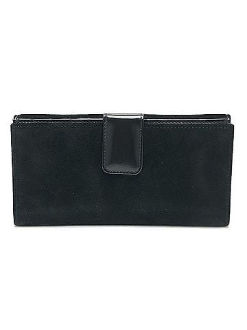 Gucci GUCCI Old Gucci Interlocking G Long Wallet, Flap Suede and Enamel, Women's, Black (view 1)