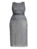 Mac Duggal Damask Marled Ombre Snake Print Solid Stripes Silver Gray Cocktail Dress Size 16 - photo 1