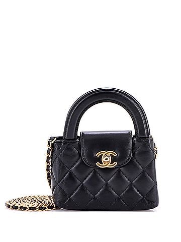 Chanel Kelly Top Handle Shopping Bag Quilted Shiny Aged Calfskin Nano (view 1)