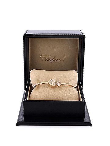 Chopard Happy Diamonds Heart Cuff Bracelet 18K Rose Gold with Pave Diamonds and 1 Floating Diamond (view 2)