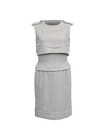 Chanel Chanel 2016 Tiered Bouclé Knee Length Dress in Grey Viscose (view 1)