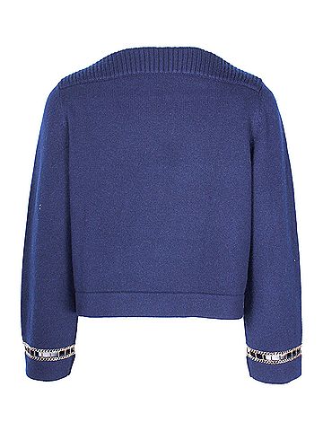 Chanel Chanel Chain Trim Boat Neck Sweater in Navy Blue Cashmere (view 2)