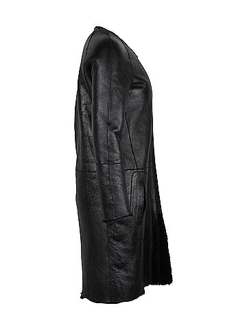 Céline Celine Collarless Coat in Black Lambskin Leather (view 2)