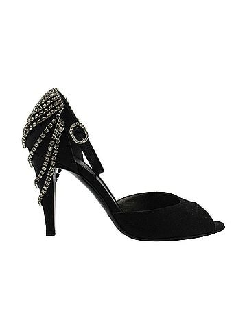 Sergio Rossi Sergio Rossi Diamante Embellished Peep-Toe Sandals in Black Suede (view 1)