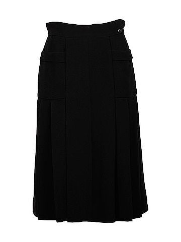 Chanel Chanel Pleated A-Line Skirt in Black Silk (view 1)