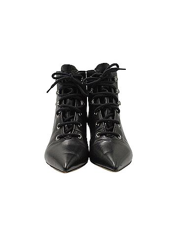 Christian Dior Dior Lace-Up Pointed-Toe Ankle Boots in Black Leather (view 2)