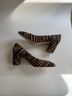 Charlotte Stone Animal Print Zebra Print Ivory Tan Heels Size 9 - photo 3