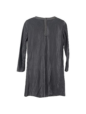 Theory  Theory Jeselia Long-Sleeve Mini Dress in Black Leather (view 2)