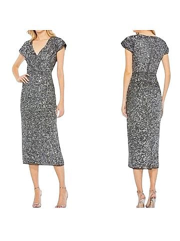 Mac Duggal Platinum Sequined  Cocktail Dress (view 2)