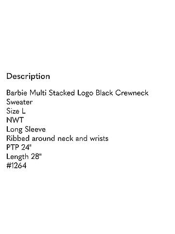 Barbie Barbie Multi Stacked Logo Black Crewneck Pullover Pullover Sweater (view 2)