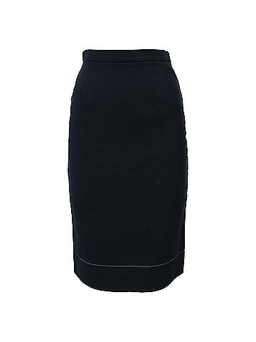 Prada  Prada Midi Pencil Skirt in Navy Blue Wool (view 1)