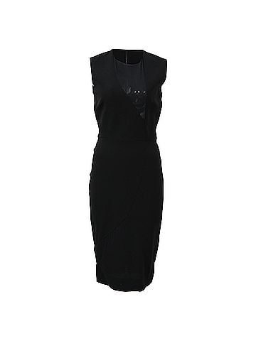 Victoria Beckham Victoria Beckham Sleeveless Mesh Midi Dress in Black Polyester (view 1)