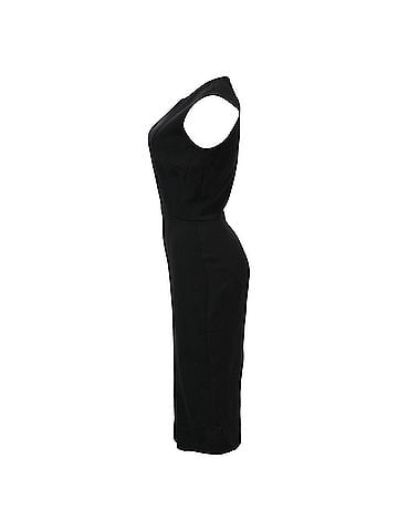 Victoria Beckham Victoria Beckham Sleeveless Mesh Midi Dress in Black Polyester (view 2)