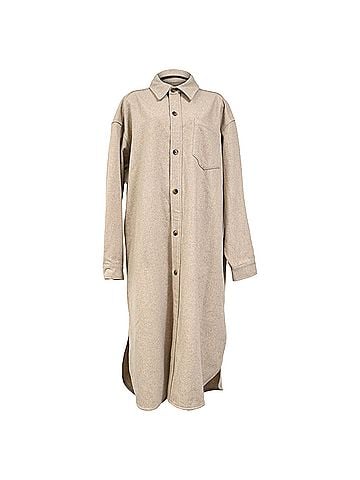 The Frankie Shop The Frankie Shop Buttoned Long Coat in Beige Wool  (view 1)
