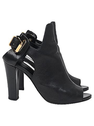 Sergio Rossi  Sergio Rossi Peep-Toe Slingback Pumps in Black Leather (view 1)