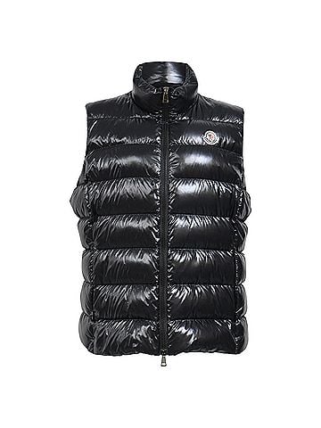 Moncler Moncler Ghany Quilted Glossed-Shell Down Vest in Black Polyamide (view 1)