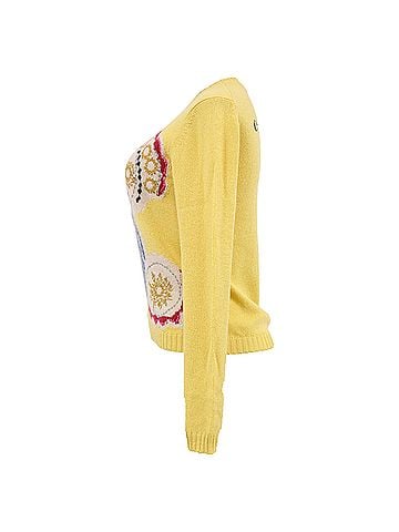 Christian Dior  Dior Embroidered Crewneck Sweater in Yellow Wool (view 2)