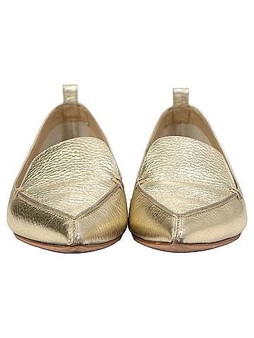Nicholas Kirkwood  Nicholas Kirkwood Pointed Ballet Flats in Gold Leather (view 2)