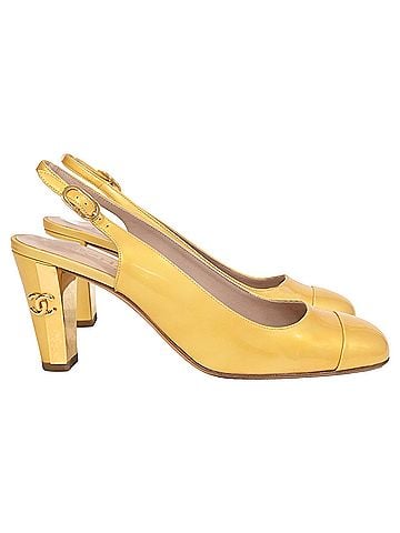 Chanel Chanel CC Slingback Pumps in Yellow Patent Leather (view 1)