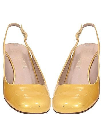Chanel Chanel CC Slingback Pumps in Yellow Patent Leather (view 2)
