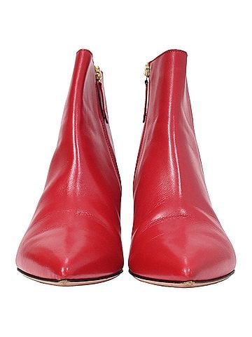Altuzarra  Altuzarra Quant Kitten Heel Ankle Boots in Red Leather (view 2)