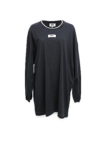 Maison Margiela Maison Margiela Crewneck Mini Sweater Dress in Black Cotton (view 1)