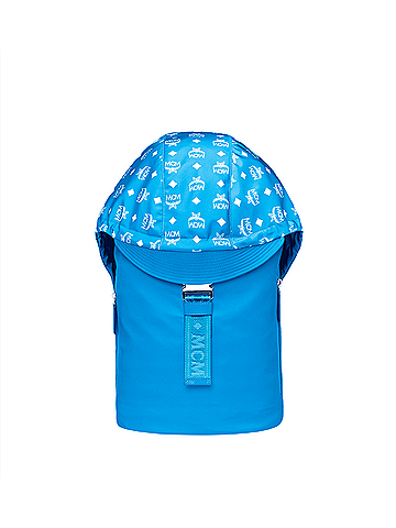MCM Blue Nylon Luft Hoodie With Detachable Hood Backpack (view 1)