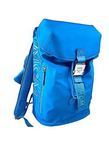 MCM Blue Nylon Luft Hoodie With Detachable Hood Backpack (view 2)