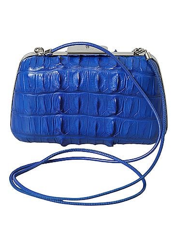 Balenciaga Blue Exotic Skin Leather Shoulder Crossbody Box Clutch Women's Bag (view 1)