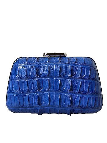 Balenciaga Blue Exotic Skin Leather Shoulder Crossbody Box Clutch Women's Bag (view 2)