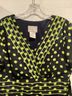 Karin Stevens 100% Polyester Polka Dots Black Green Casual Dress Size 10 - photo 3