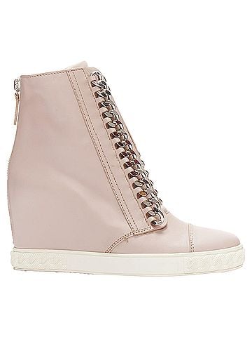 Casadei Casadei leather silver chain trim ankle wedge sneakers (view 1)