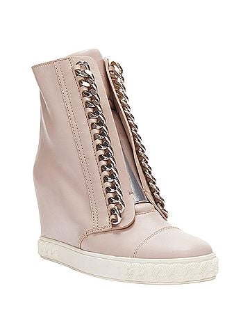 Casadei Casadei leather silver chain trim ankle wedge sneakers (view 2)